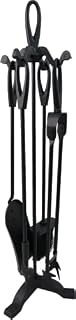 Tomersun Fireplace Tools Set 5 Pieces 27.8In Cast Iron Fire Set Black Fireplace Kit Stand Poker Shovel Broom Wood Stove Log Tongs Holder Tools Kit Sets