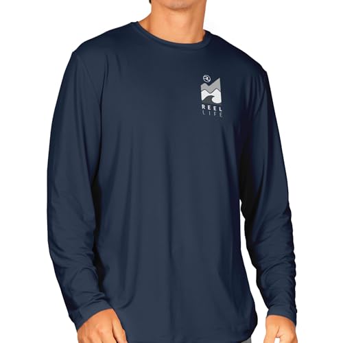 Reel Life UV Long Sleeve – Jax Beach Men’s Long Sleeve Sun Protection Shirt, Lightweight Quick-Dry UPF 50+ Performance Shirt, Breathable Sun Shirts for Men, Moisture-Wicking UV Shirts for Men Black