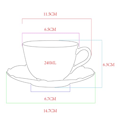 Tea cup bone china pays scandinave tasse et soucoupe dorée 220ml - 5