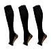 6 Pairs Copper Knee High Compression Support Socks For Women and Men - Best Medical, Nursing, Maternity Pregnancy and Travel Socks - 15-20mmHg (L/XL, Black)