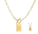 Moodear Cross Necklace for Women Trendy Chunky 14K Gold Plated Cross Pendant Necklace Toggle Clasp Paperclip Chain Dainty Necklace for Women Fashion Religious Gift