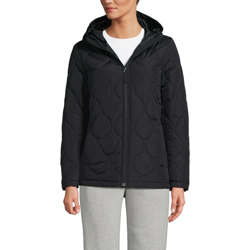 Lands' End Womens FeatherFree Onion Quilted Insulated Jacket Black Regular Large