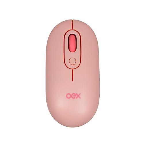 OEX Mouse Retro Sem Fio Wireless PC Notebook MS604 Rosa