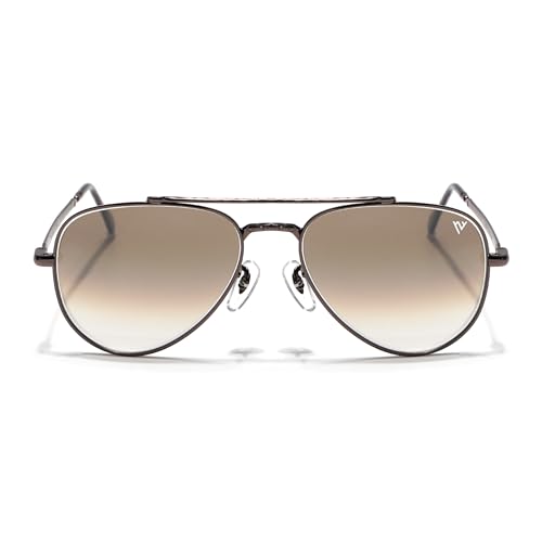 Image of Voyage Aviator Polarized Sunglasses for Men & Women (Black Lens | Grey Frame - MG7619)