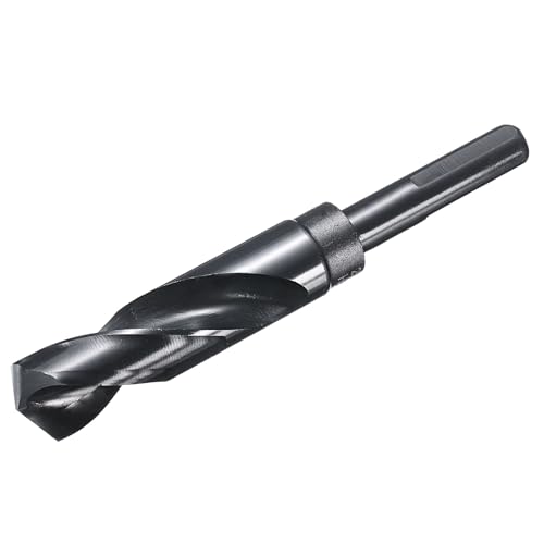 sourcing map 22mm Drill Bit 1/2" Reduced Shank 3-flat M2 High-Speed Steel Twist Nitriding Black 135° Drill for Hard Metal Stainless Steel