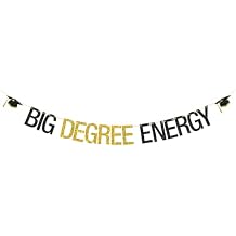 Big Degree Energy Banner Black Gold Glitter Congrats Grad High School Senior Master Degree Phd College Graduation Party Decoration Supplies