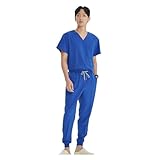 CYMMIYT Krankenschwester kittel Top Jogger Hose Peeling Set Stretch Chirurgische Arbeitskleidung Zahnarzt Krankenpflege Anzug Arzt Outfit(Dark Blue,M)