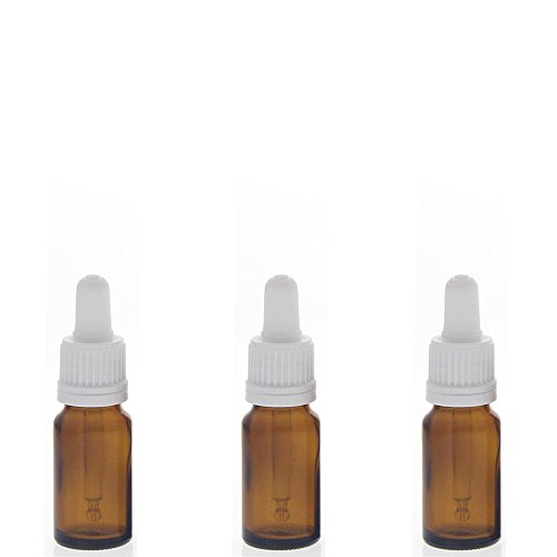 Flacone In Vetro Ambrato Con Pipetta, 10 Ml, Vuoto Marrone Kosmetex, Flacone Per Pipette Con Montaggio Completo Della Pipetta, 3 X 10 Ml