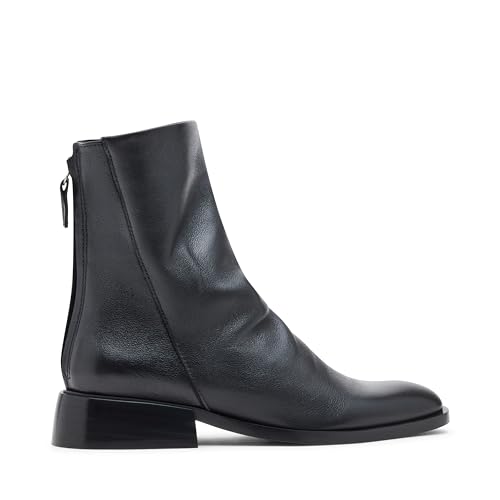 Steve Madden Women's Nexie Ankle Boot, Black Leather, 9