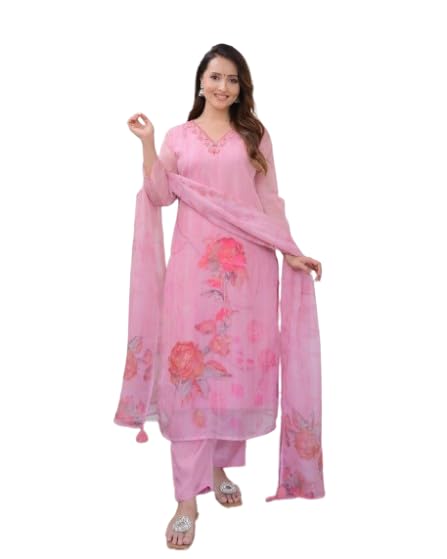 Ensemble Kurta droit organza fluide et léger pour éviter l'inconfort des fêtes