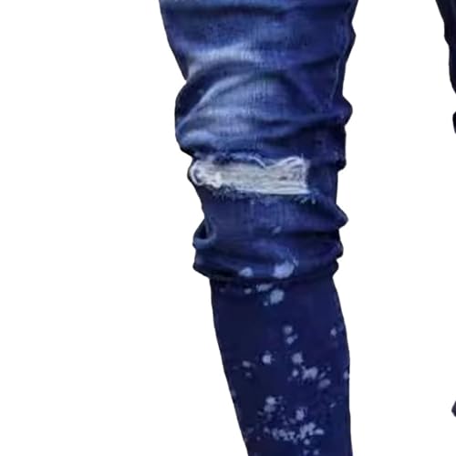 Men's Knee Hole Moto Biker Jeans Ripped Skinny Ankle Zipper Denim Pants Slim Distressed Tapered Leg Jean4