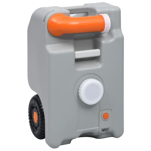 vidaXL Depósito de Agua con Ruedas para Camping Caravana Tanque Jardín Acampada Bebidas Transporte Bidón Camper Patio Aire Libre Exterior Gris