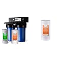 iSpring WGB21B 2-Stage Whole House Water Filtration System & FP15B Whole House Water High Capacity Premium PP Sediment Filter Replacement Cartridge, 4.5" x 10", White