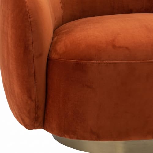 Image of Kingsman Furnitures Brok Swivel Luxury Accent Arm Chair 360 Degree Rotatable Sofa for Home | Bedroom, Living & Drawing Room | Ultra Soft and Comfortable for Lounge (Burnt Orange, Non-Swivel)