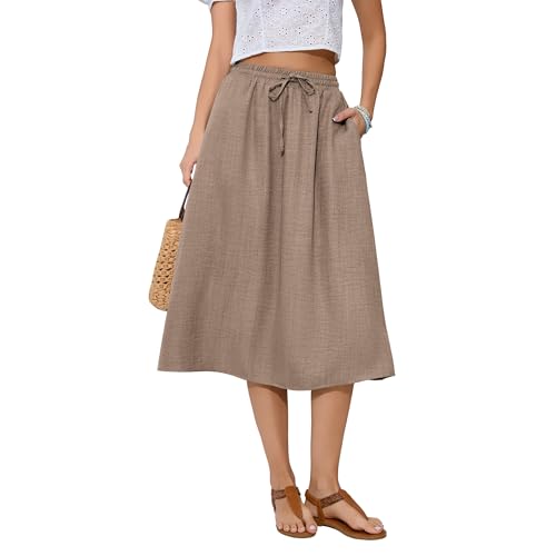 Image of Witsmile Women's Summer Pleated High Waisted Casual Flowy Skirt Pockets