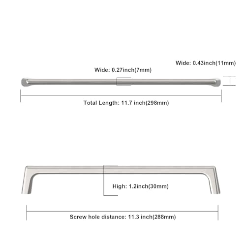 Image of Asidrama 6 Pack 11.3 Inch(288mm) Polished Chrome Cabinet Pulls Cabinet Handles Cupboard Handles Kitchen Cabinet Hardware for Cupboard Drawer Pulls