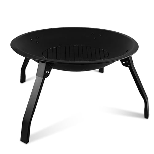 Brasero de 55 cm de diamètre avec grille de barbecue, brasero d&rsquo;extérieur, multifonction, brasero pour le jardin, le barbecue, le chauffage extérieur en hiver, barbecue au charbon