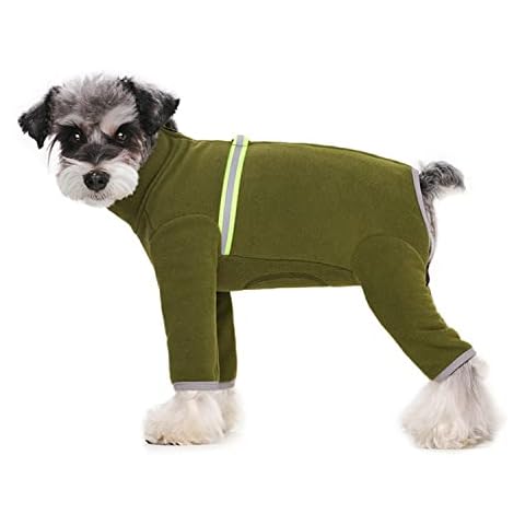 BT Bear Small Dogs Winter Clothes,Dog Winter Warm Coat Soft Fleece with Reflective Zip Dog Onesie Jumpsuit, Puppy Pet Pajamas Costume Apparel (Olive-green,XXL) Cover