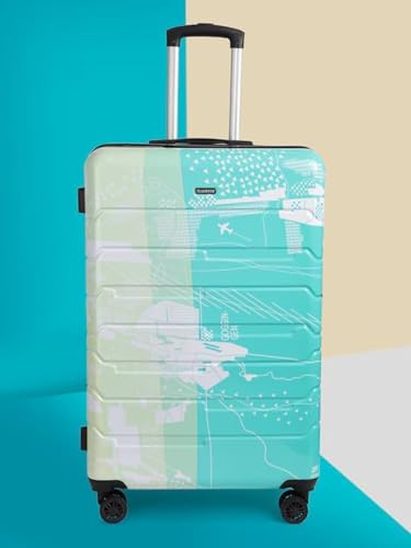 Image of TEAKWOOD LEATHERS Twin Printed Hardside Trolley 360 Degree 8 Roating Wheels, Trolley Bag for Travel (Green, Set)