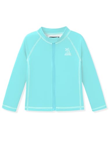 Image of BesserBay Baby Toddler Kids Rashguard Top UPF 50+ Long Sleeve Swim Shirt Zip Up Thumb Holes UV Jacket 12 Months-6 Years