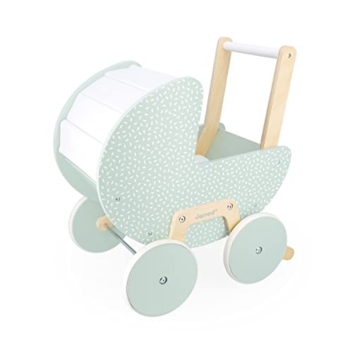 Janod - Zen Puppenwagen aus FSC-Holz - Rollenspielzeug - Kinderwagen für Puppen - Mit Kissen und Decke - Ab 18 Monaten, J05900 – Bild 5
