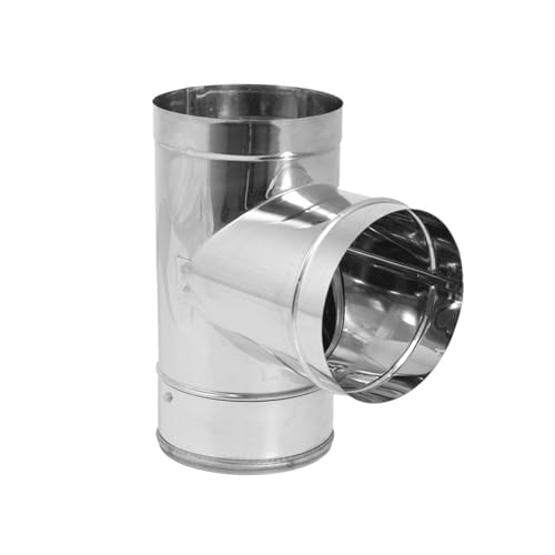 DuraVent DuraBlack 430 Stainless Steel, Durable and Easy Installation Single Wall Wood Burning Stove Pipe Connector Tee, Silver