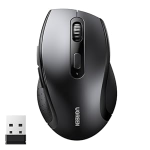 UGREEN 2.4G Wireless Mouse for Laptop, 1600 DPI Optical Tracking, 12-Month Battery Life, 6 Buttons, 15M Range 3 Adjustable DPI Levels Ergonomic Mouse Compatible with PC MacBook Chromebook