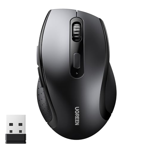 UGREEN 2.4G Wireless Mouse for Laptop, 1600 DPI Optical Tracking, 12-Month Battery Life, 6 Buttons, 15M Range 3 Adjustable DPI Levels Ergonomic Mouse Compatible with PC MacBook Chromebook