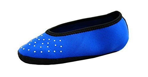 NuFoot Sparkle Ballet Flats Women's Shoes Foldable & Flexible Flats Slipper Socks Travel Slippers & Exercise Shoes Dance Shoes Yoga Socks House Shoes Indoor Slippers Royal Blue Medium 2 Count