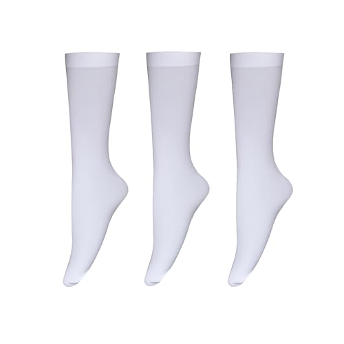 Image of Bestjybt 3 Pairs Women's Opaque Nylon Knee High Stockings Trouser Socks