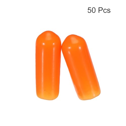 Image of MECCANIXITY 50pcs 5mm(3 /16 inch) Rubber End Caps Cover PVC Vinyl Screw Thread Protector Round Wire Shelf Caps for Screw Bolt Pipe Fence Post, Orange