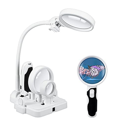 Loupe Loupe de Bureau avec lumière LED Outils matériels de Base Robustes de Haute clarté durables pour Les travaux rapprochés Loupes de Lecture