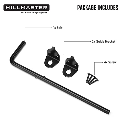 Hillmaster 12" Heavy Duty Cane Bolt Gate Drop Rod For Wood Fence, Steel Drop Bolts Cane Bolt Hardware For Wooden Gater And Holding Doors, Black Finish #TOP2