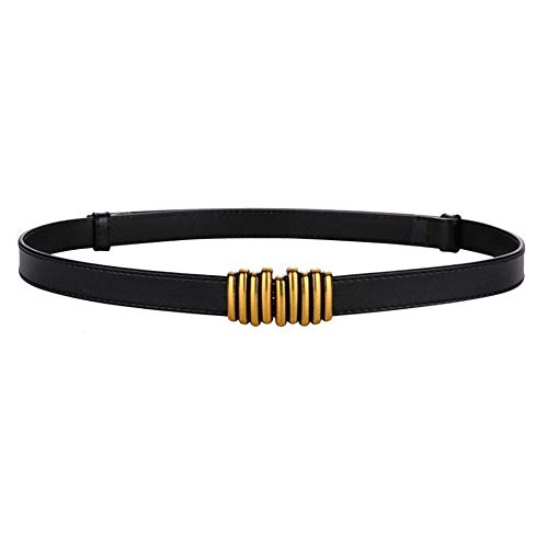 MoYoTo Women's 100% Genuine Leather Retro Vintage Skinny Belts Fashion Designer Buckle Waist Belt (Black)