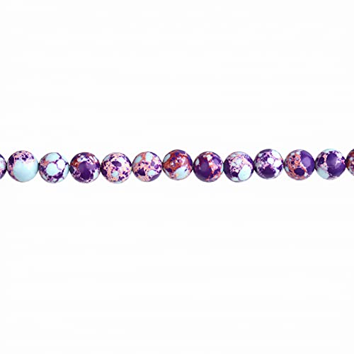 Image of Natural Stone Beads 10mm Purple-Blue Imperial Jasper Polished Round Smooth Gemstone Beads for Jewelry Making Adults 15 Inch(Purple-Blue Imperial Jasper,10mm)