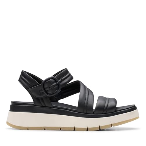Clarks   Tuscan Strap, Sandalia De las mujeres, Black Leather,