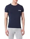 Emporio Armani Men's Monogram 2-Pack T-Shirt Slim Fit, Marine/Marine, Large