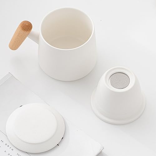 Disoza Caneca com caneca de chá de porcelana com infusor e tampa de cerâmica 400 ml caneca de café c