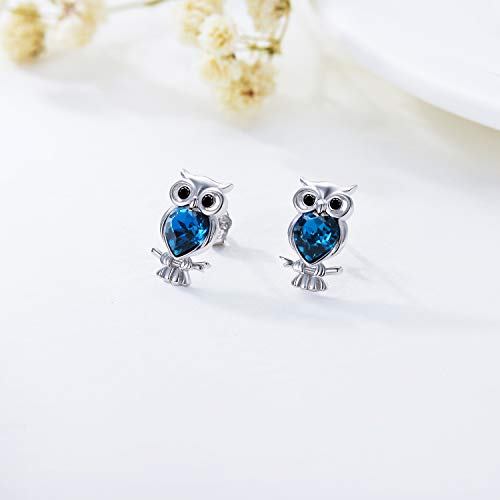 AOBOCO 925 Sterling Silver Panda/Koala/Owl/Turtle/Crab/Giraffe/Sloth Cute Animal Stud Earrings, Embellished with Crystals from Austria2