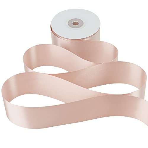 Meedee Rose Gold Satin Ribbon 2 Inch Rose Gold Ribbon Lux Satin Double Faced Ribbon By 25 Yards Silk Ribbon Satin Ribbon For Gift Wrapping, Satin Wedding, Flower Bouquet, Holiday Decorating #TOP6