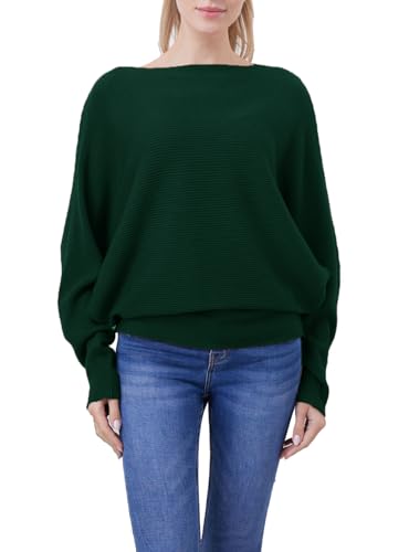 Women's Off Shoulder Sweater Knit Jumper Long Sleeve Pullover Baggy Solid Sweater4