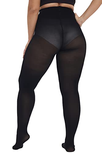 Image of CozyWow Plus Size Tights for Women 80D Soft Solid Color Semi Opaque Pantyhose High Waist 1X 2X 3X 4X