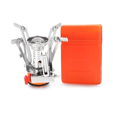 LeKaufen Portable Camping Gas Stove, Backpacking Stove 3500W Mini Gas Burner, Windproof Piezo Ignition, Foldable Ultralight Cooking Burner, Camp Stove Cooker Folding Adjustable Temperature Cover