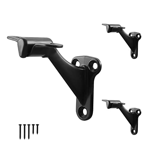 HOME MASTER HARDWARE Handrail Stair Brackets 3 Heavy Duty Support Hardware for Stairways Home or Office Staircase Hand Rail Bracket with Screws Oil Rubbed Bronze Finish 3 Pack
