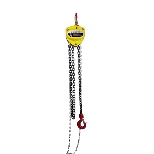 Image of IZOM Hand Chain Pulley Block 3 Ton Heavy Duty Hand Hoist Manual 3 meter Lifting, 80 Grade Load Chain Pulley Steel Construction for Lifting Good in Transport, Warehouse, Workshop Garages