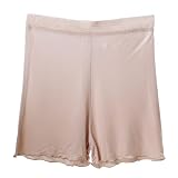 100% Mulberry Silk Women's Shorts Boxer Briefs Underwear High Waist Boyshorts Panties Soft Loose Daily Sleep Underpants (Color : Skin, Size : M/Medium)