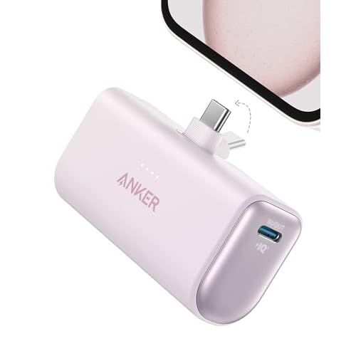 Anker Nano Power Bank 5000 mAh 22,5 W, Ricarica Rapida, Connettore USB C Pieghevole Integrato, Compatibile con iPhone 17 Pro Max/Serie 16-12, Samsung S25 Ultra, Huawei, iPad e Molto Altro(La