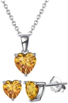 Set Gioielli Cuore In Argento 925 Con Cristalli – Collana E Orecchini Pendenti Per Donna, Regalo San Valentino