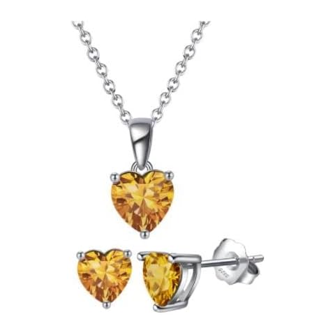 Heart Birthstone Pendant Necklace and Earring Set Cover