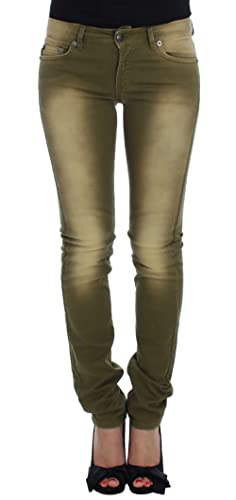 Jeans slim Cavalli green wash en coton stretch haut de gamme pour femme